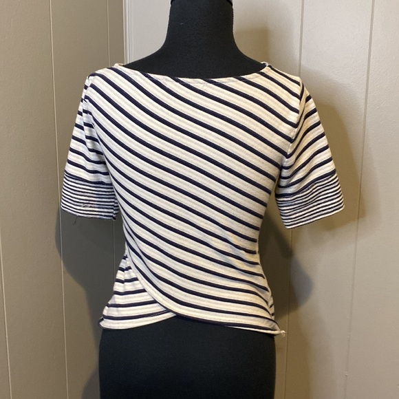 Z Three Dots Women’s Extra Small Short Sleeve T Shirt Striped Wrap Back Detail - Picture 4 of 7